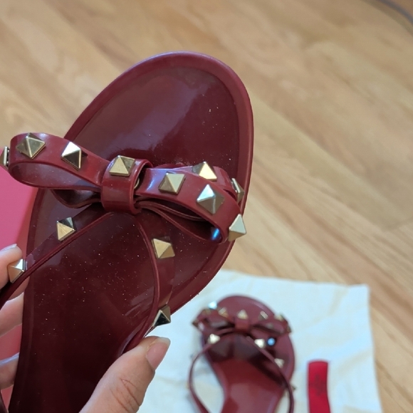 Valentino Red Studded Bow Sandals - Picture 2 of 8